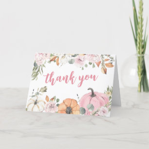 Pink Little Pumpkin Baby Shower  Thank You Card