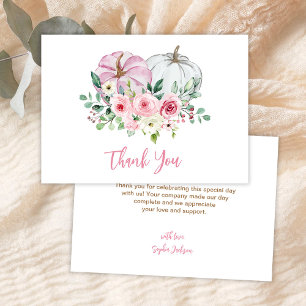 Pink Little Pumpkin Baby Shower Thank You Card