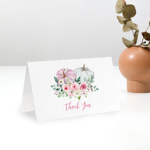 Pink Little Pumpkin Baby Shower Thank You Card