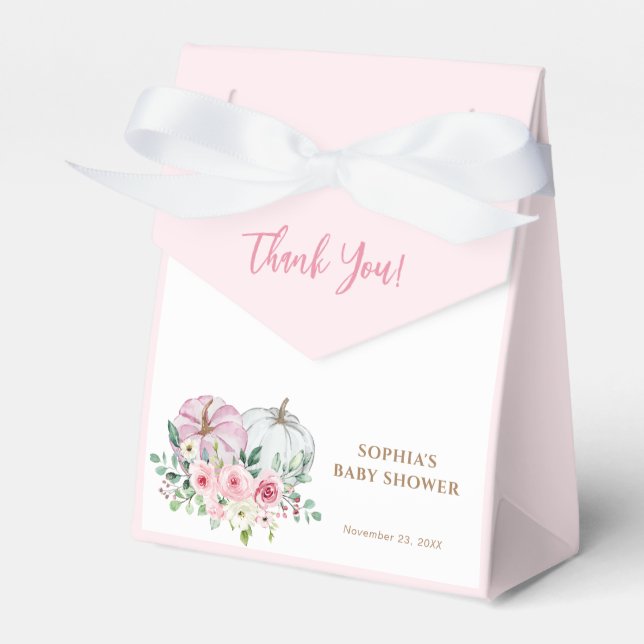 Pink Little Pumpkin Baby Shower Thank You Favour Box (Front Side)