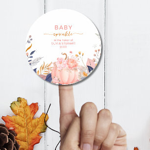 Pink little pumpkin baby sprinkle classic round sticker