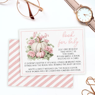 Pink little pumpkin book for baby girl shower enclosure card