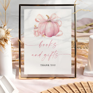 Pink Little Pumpkin Books and Gifts Baby Shower Poster