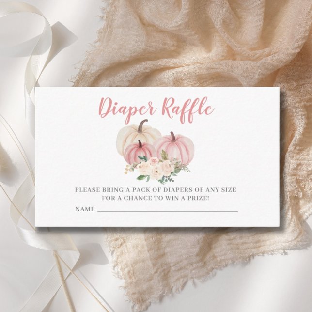  Pink Little Pumpkin Diaper Raffle Ticket  Enclosure Card (Creator Uploaded)