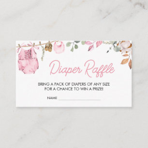Pink Little Pumpkin Fall Autumn Baby Diaper Raffle Enclosure Card