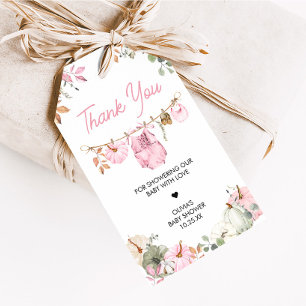 Pink Little Pumpkin Fall Autumn Baby Favour Tags