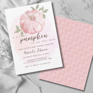 Pink Little Pumpkin Fall Autumn Baby Shower Invitation