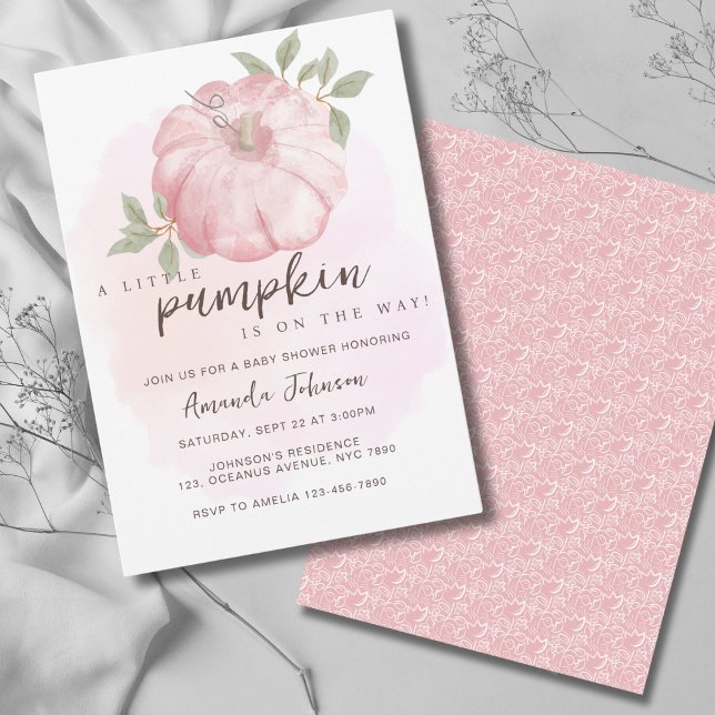 Pink Little Pumpkin  Fall  Autumn Baby Shower Invitation (Creator Uploaded)