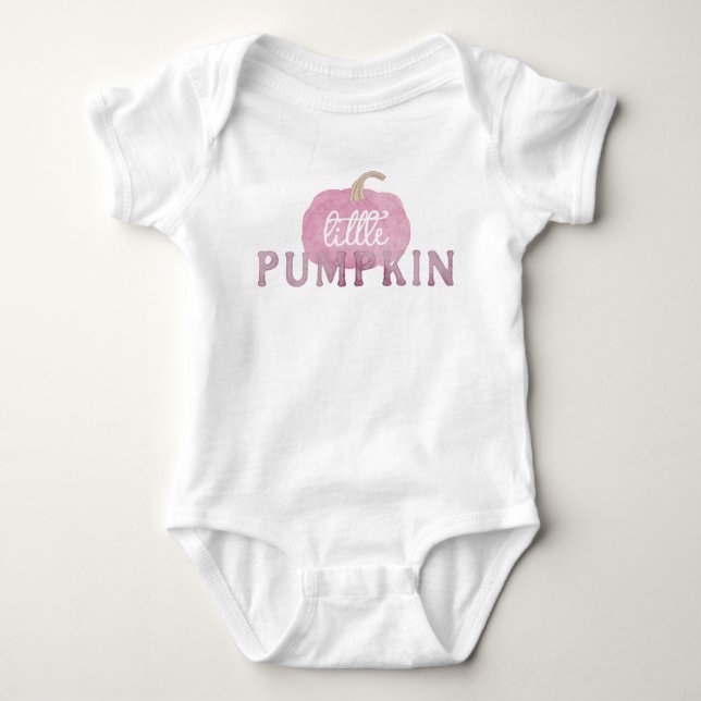 Pink Little Pumpkin Fall Baby Bodysuit (Front)