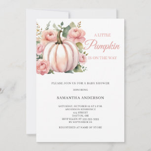 Pink Little Pumpkin Floral Baby Shower  Invitation