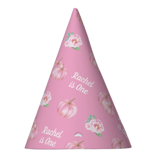Pink little pumpkin Girl 1st birthday  Party Hat (Right)