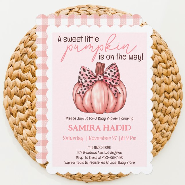 Pink Little Pumpkin It's a Girl Autumn Baby Shower Invitation (Creator Uploaded)