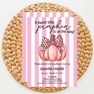 Pink Little Pumpkin It's a Girl Autumn Baby Shower Invitation
