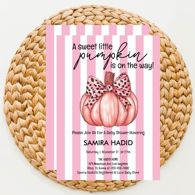 Pink Little Pumpkin It's a Girl Autumn Baby Shower Invitation (Creator Uploaded)