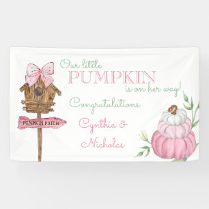 Pink Little Pumpkin Patch Girl Baby Shower Banner