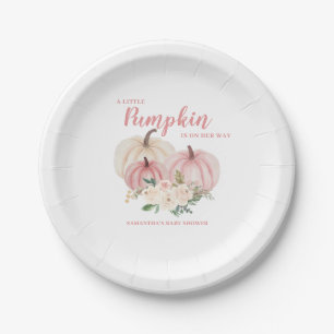 Pink Little Pumpkin Personalised Baby Shower Paper Plate