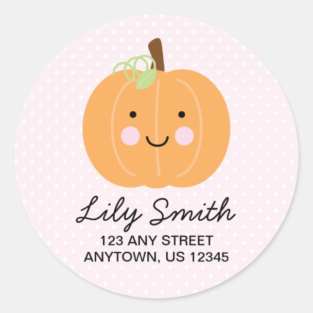 Pink Little Pumpkin Return Address Labels (Front)