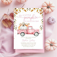  Pink Little Pumpkin Truck Fall girl Baby Shower 