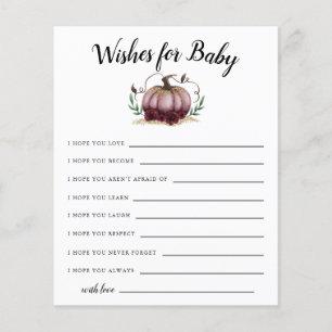 Pink Little Pumpkin Wishes for Baby Card
