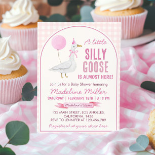 Pink Little Silly Goose Balloon Baby Shower Invitation