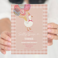 Pink Little Silly Goose Balloons Girl 3rd Birthday