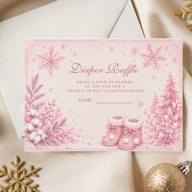 Pink Little Snowflake Diaper Raffle Enclosure Card (Creator Uploaded)