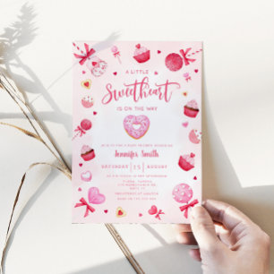 Pink Little sweetheart is on the way baby shower Invitation