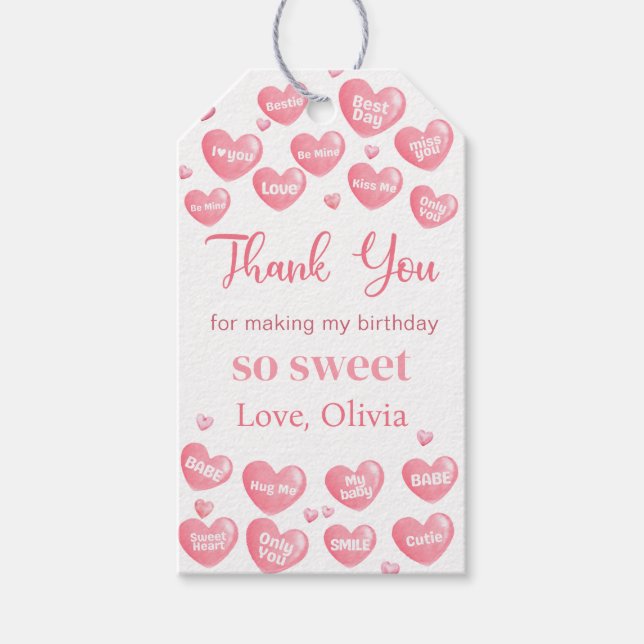 Pink Little Sweetheart Valentine Birthday Gift Tag (Front)