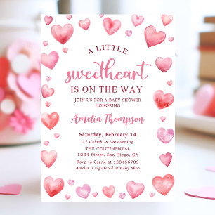 Pink Little Sweetheart Valentines Baby Shower Invitation