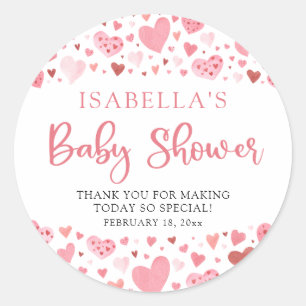 Pink Little Sweetheart Valentine's Day Baby Shower Classic Round Sticker