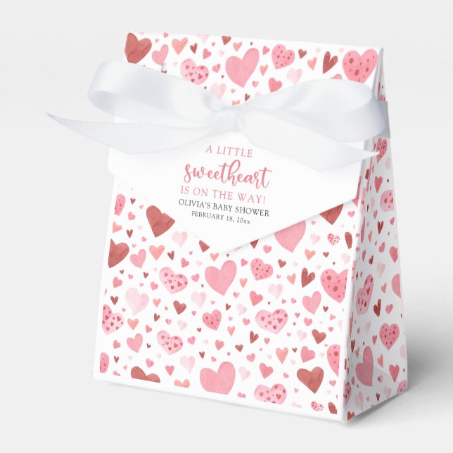 Pink Little Sweetheart Valentine's Day Baby Shower Favour Box (Front Side)