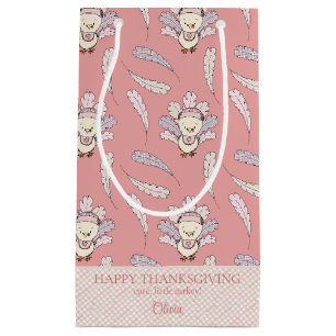 Pink Little Turkey Thanksgiving Baby Girl Small Gift Bag