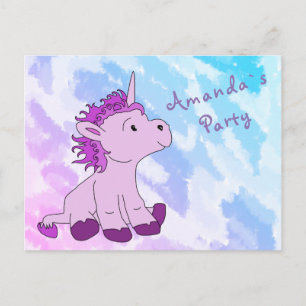 Pink Little Unicorn Birthday Party Invite