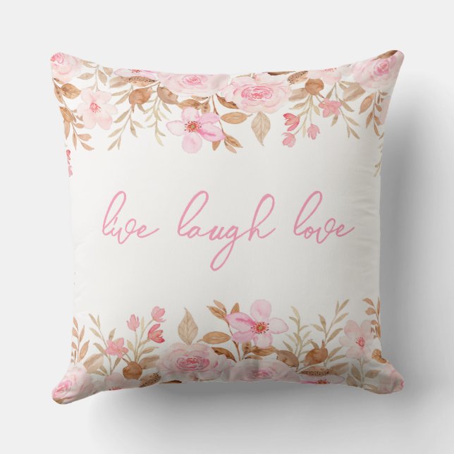 Pink Live Laugh Love  Cushion (Back)