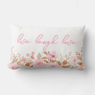 Pink Live Laugh Love Lumbar Cushion