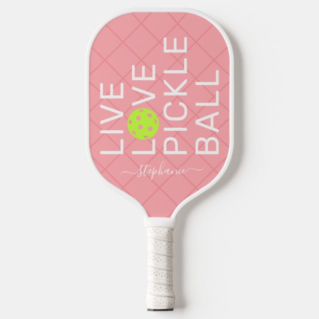 Pink Live Love Pickleball Personalised  Paddle (Front)