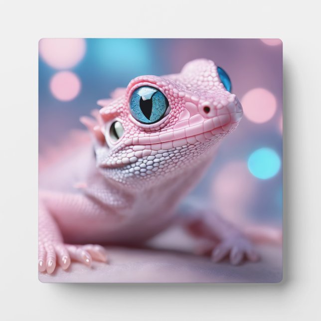 Pink Lizard with Blue Eyes Plaque (Front)