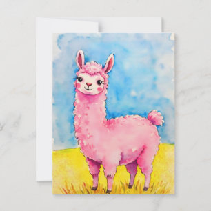 Pink Llama Against a Blue Sky Postcard