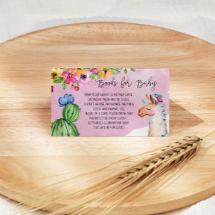 Pink Llama and Cactus Books for Baby Enclosure Card