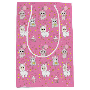 Pink Llama, Kitten and Mouse Girl's Birthday Medium Gift Bag