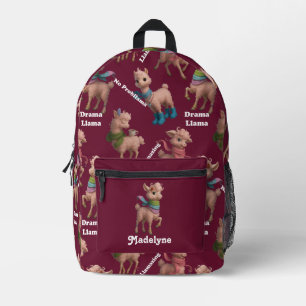 Pink Llama Pattern Perzonalized Printed Backpack