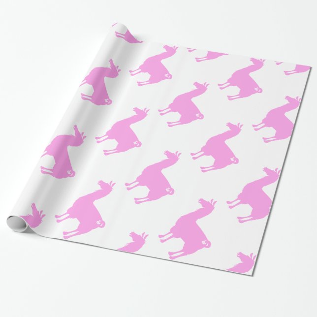 Pink Llama Wrapping Paper (Unrolled)