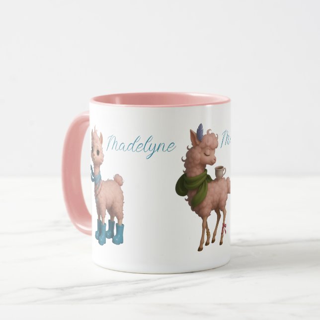 Pink Llamas Personalised Mug (Front Left)