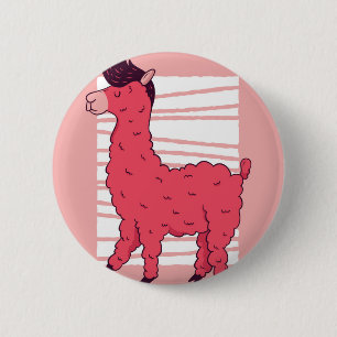 Pink Lllama 6 Cm Round Badge
