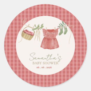 Pink Locally Grown Farmer's Market Baby Shower Classic Round Sticker