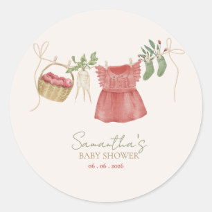Pink Locally Grown Farmer's Market Baby Shower Classic Round Sticker