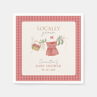 Pink Locally Grown Farmer's Market Baby Shower Napkin