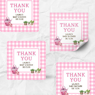 Pink Locally Grown Farmers Market Baby Shower Square Sticker