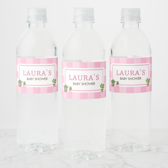 Pink Locally Grown Farmers Market Baby Shower Water Bottle Label (Bottles)
