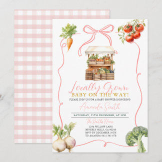 Pink Locally Grown Vegetables Market Baby Shower Invitation